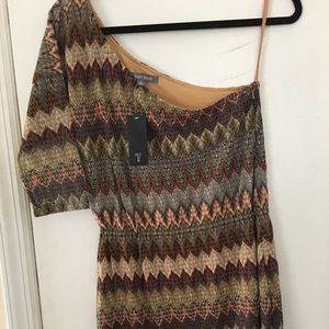 One shoulder knit dress- small- geometric